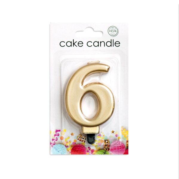 Cake candle metallic gold nr. 6 - Image 2